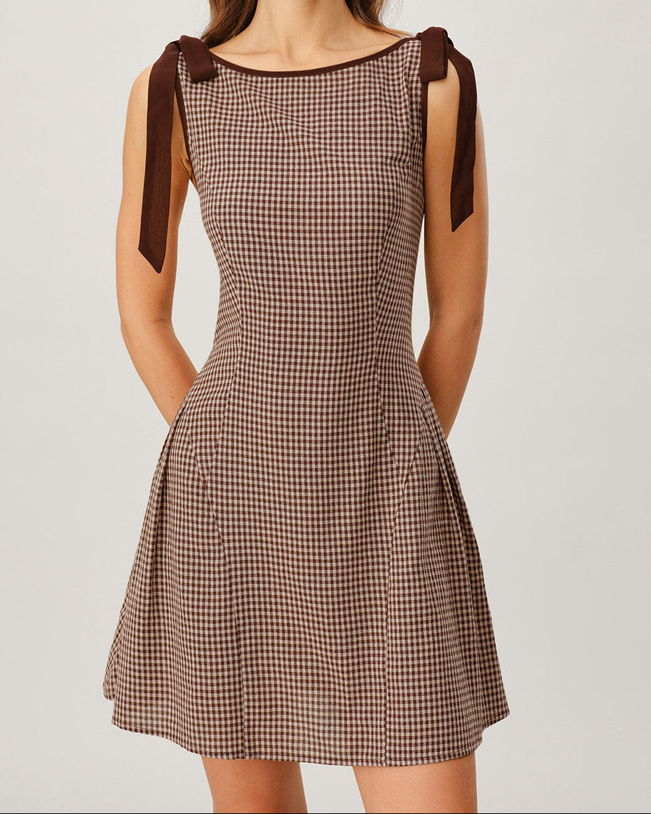 Viltė – Vestido corto de cuadros con cintas
