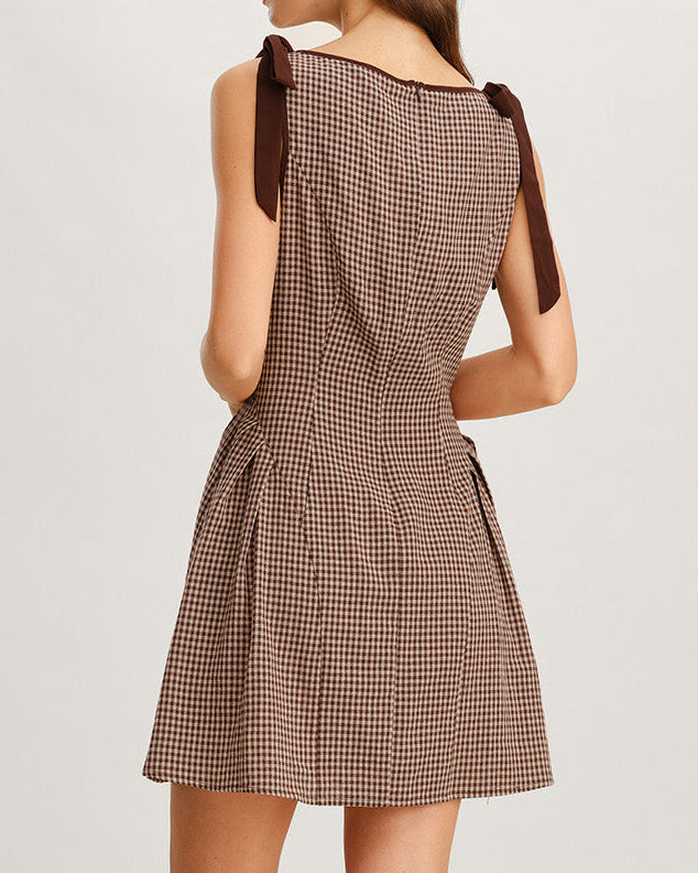 Viltė – Vestido corto de cuadros con cintas