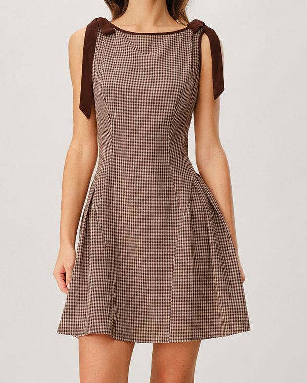 Viltė – Vestido corto de cuadros con cintas