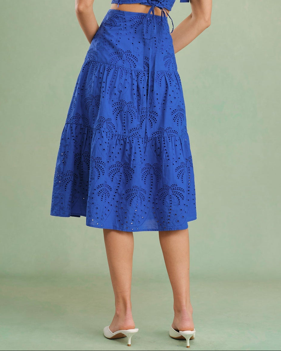 Marisa – Azul Bordado Falda Midi