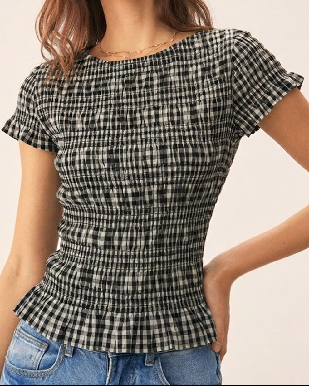 Camisa de cuadros con detalles de volantes