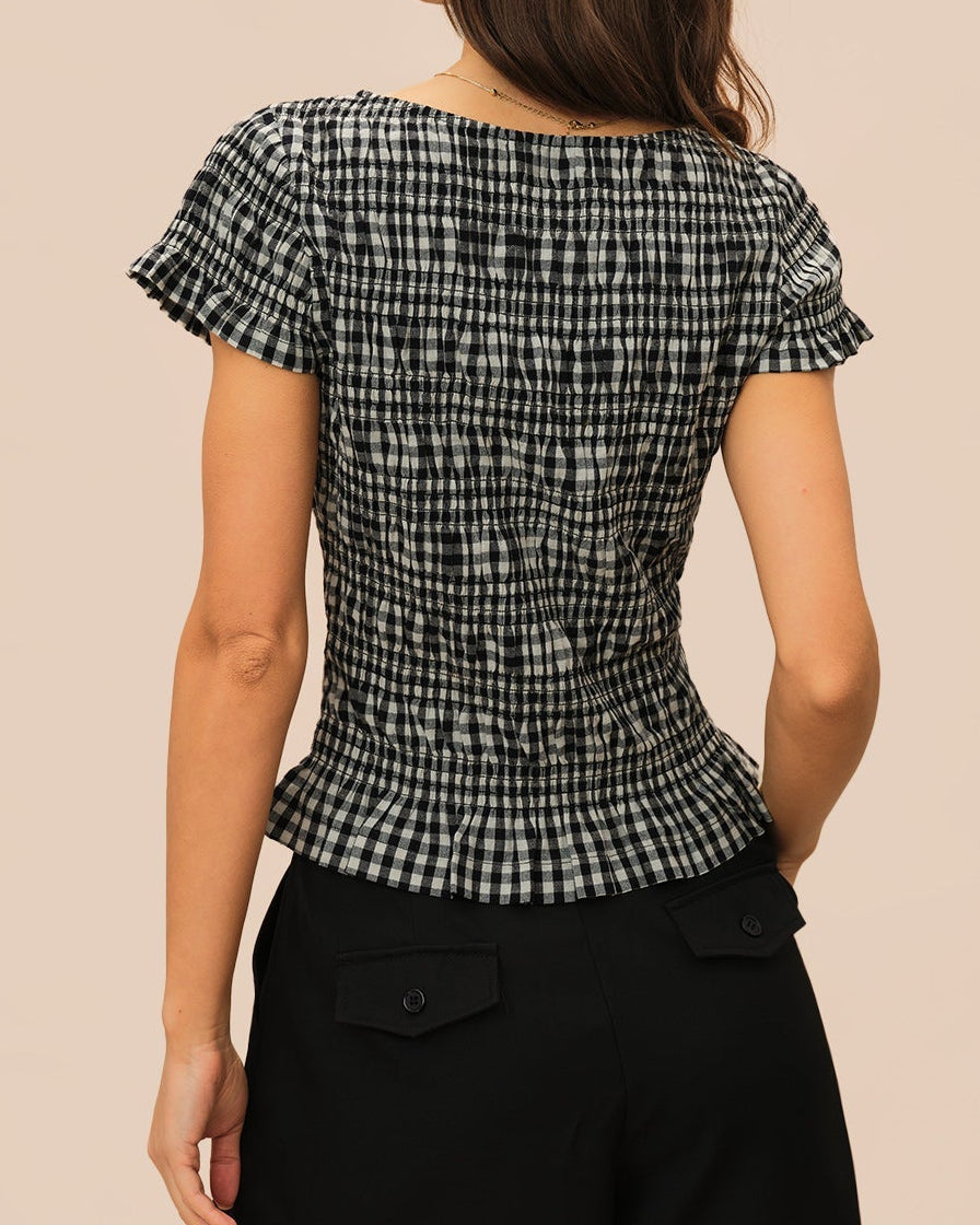 Camisa de cuadros con detalles de volantes