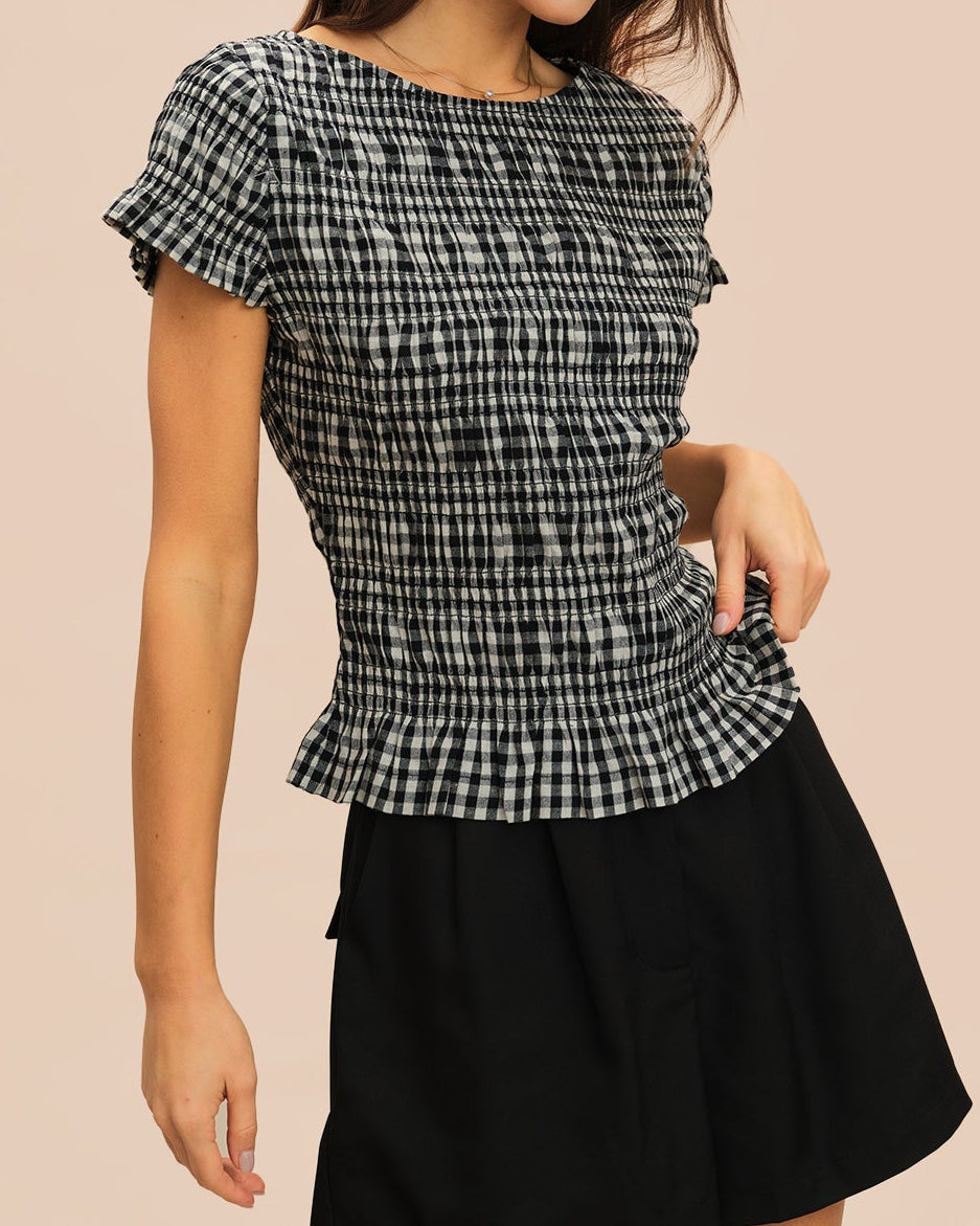 Camisa de cuadros con detalles de volantes