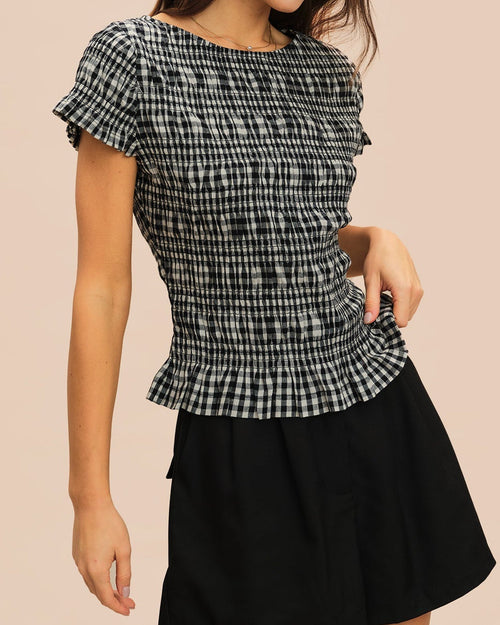 Camisa de cuadros con detalles de volantes