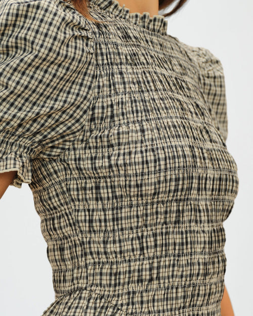 Camisa de cuadros con mangas voluminosas
