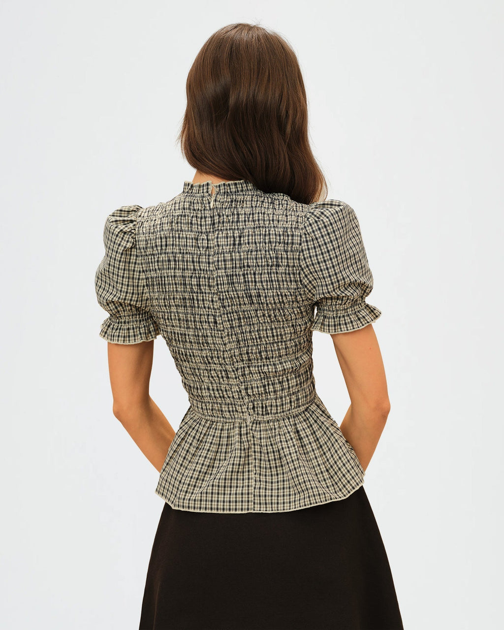 Camisa de cuadros con mangas voluminosas