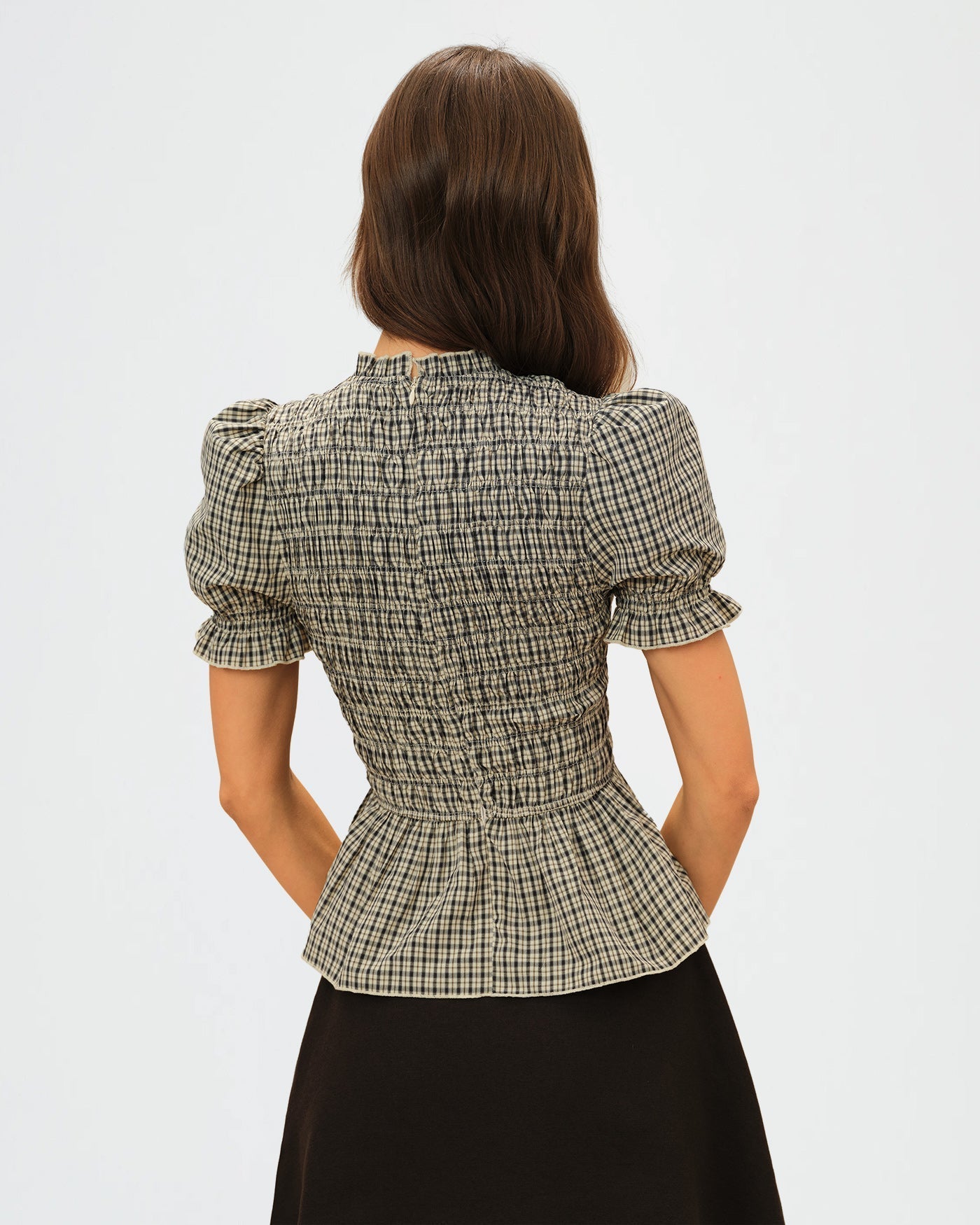 Camisa de cuadros con mangas voluminosas