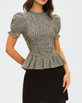 Camisa de cuadros con mangas voluminosas