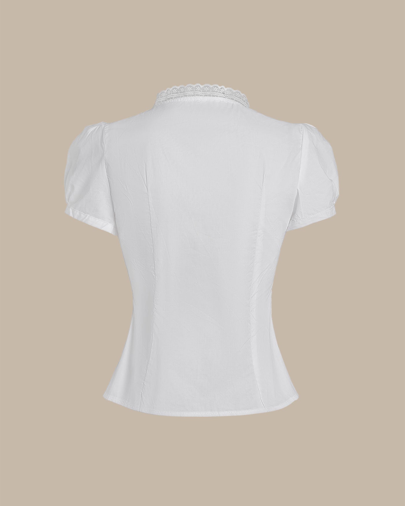 Blusa de escote en V con mangas abullonadas
