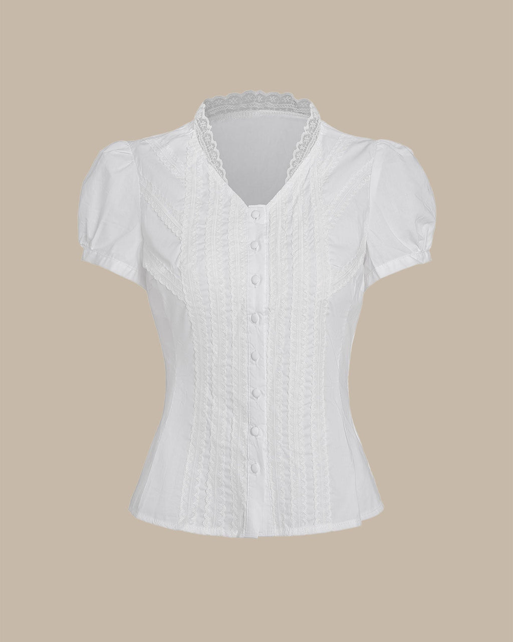 Blusa de escote en V con mangas abullonadas