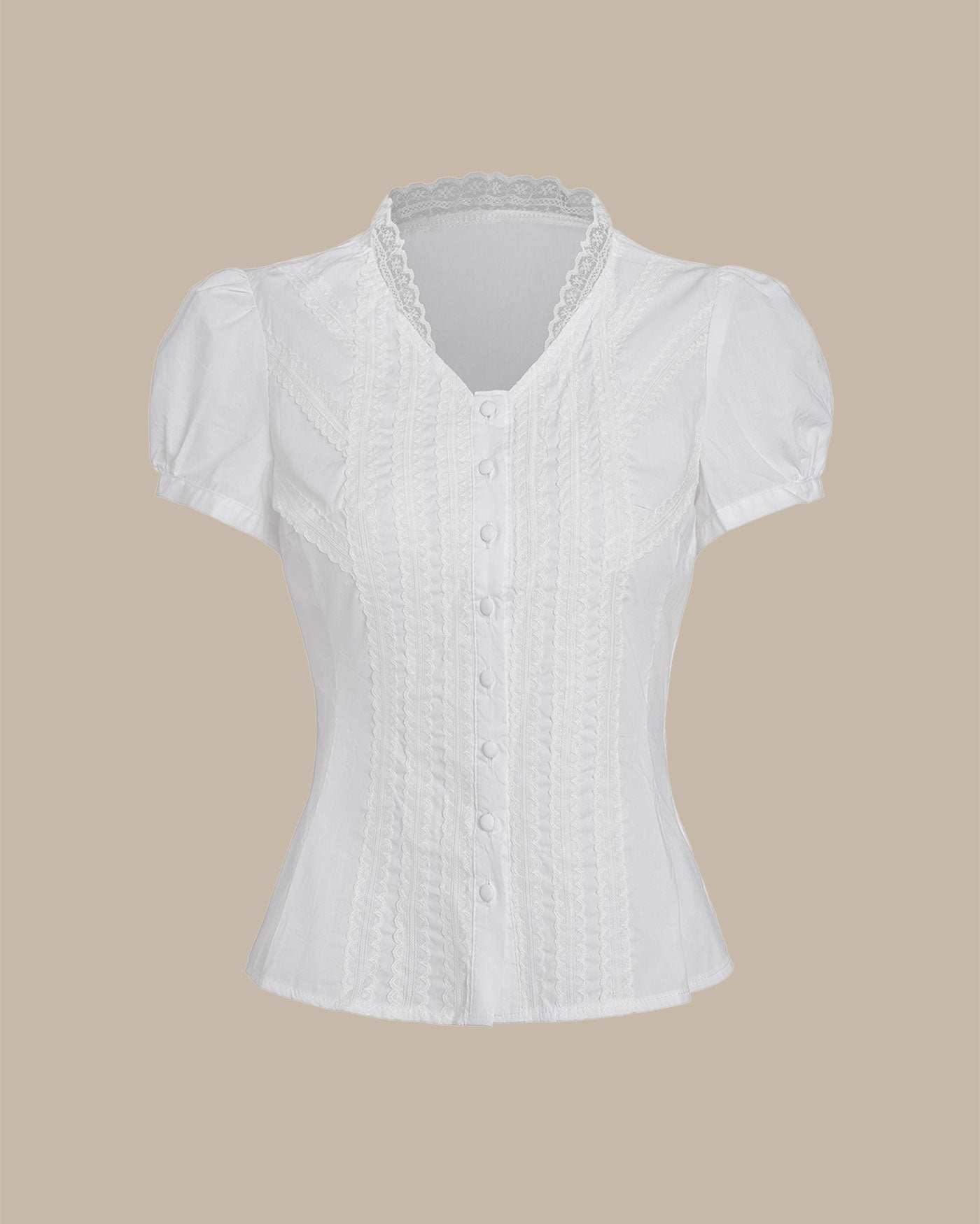Blusa de escote en V con mangas abullonadas