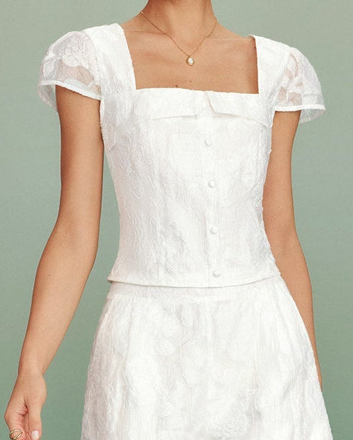 Aveline – Blusa de jacquard con cuello cuadrado