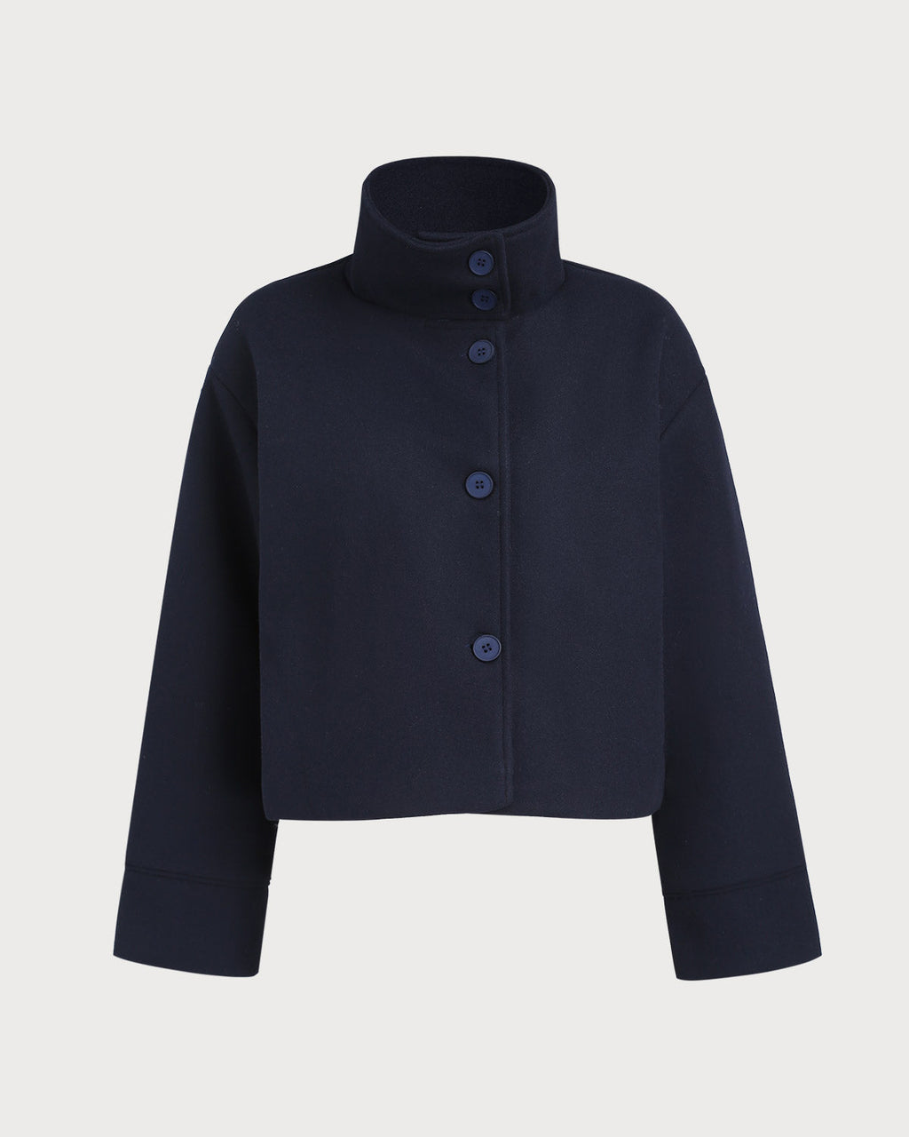 Chaqueta azul de corte suelto con un solo botón