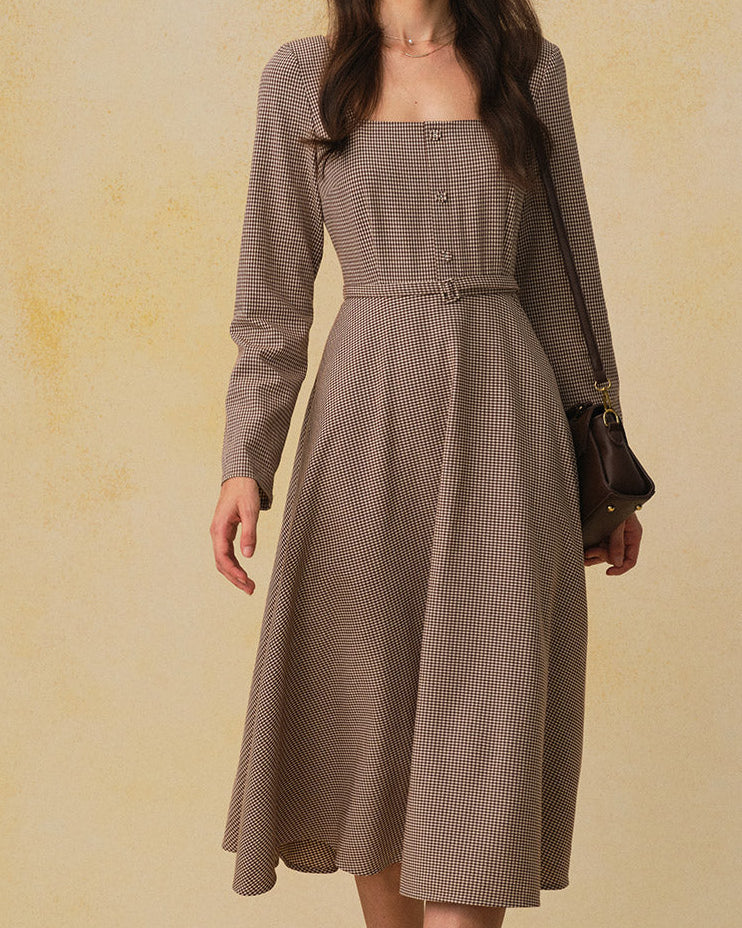 Kamila – Clásico Vestido Elegante de Cuadros