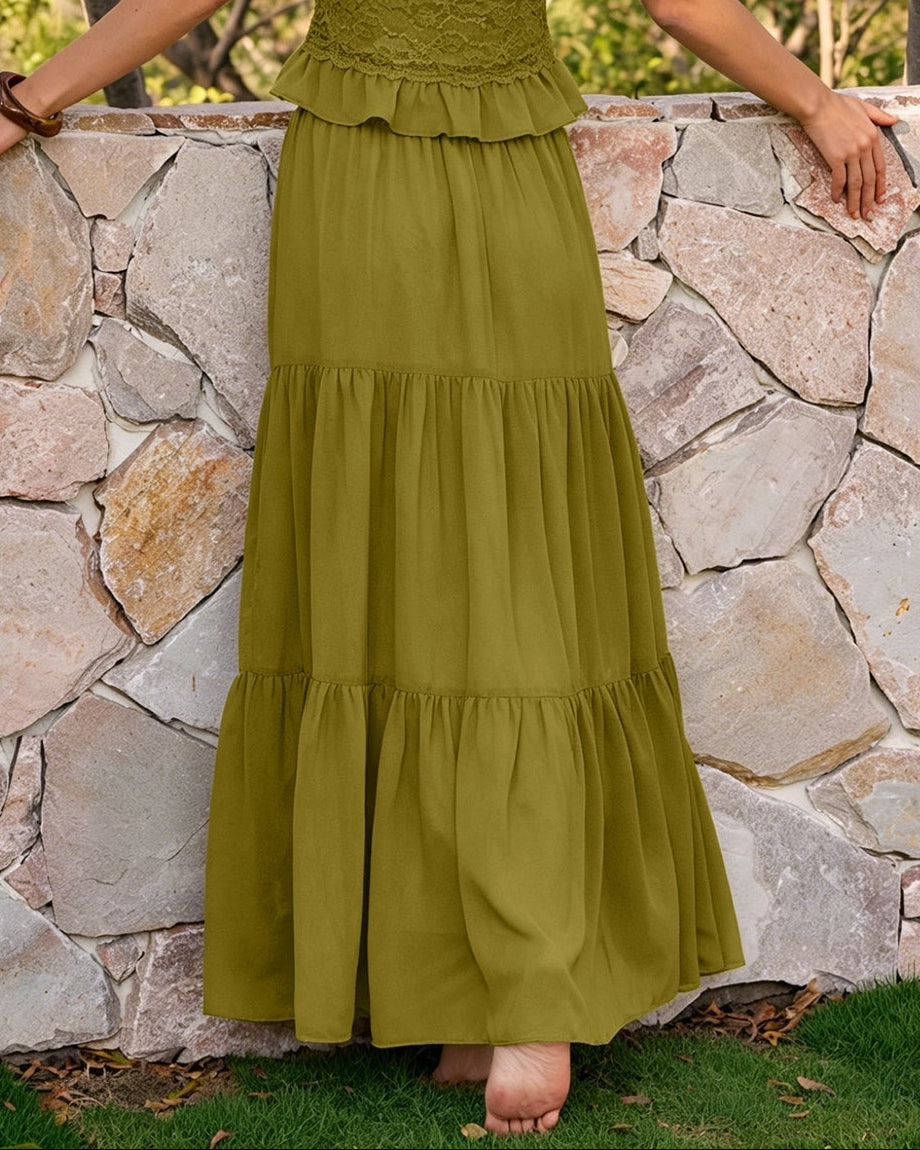 Falda Elástica de Chiffon con Detalles en la Cintura