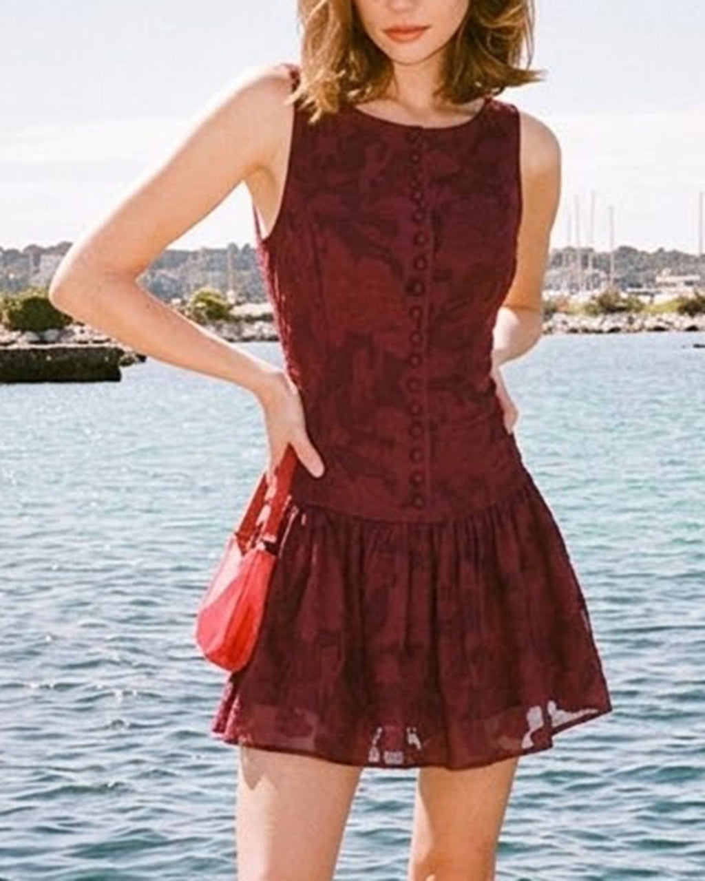 Vestido A de jacquard con escote barco