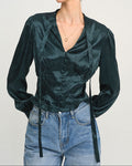 Elira – Blusa de jacquard con adornos de encaje