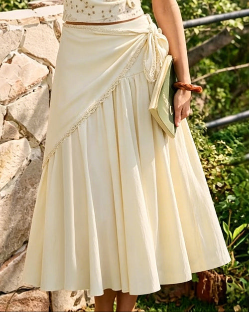 Aprielle – Falda midi con cintas