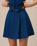 Mini falda azul en corte A con bolsillos