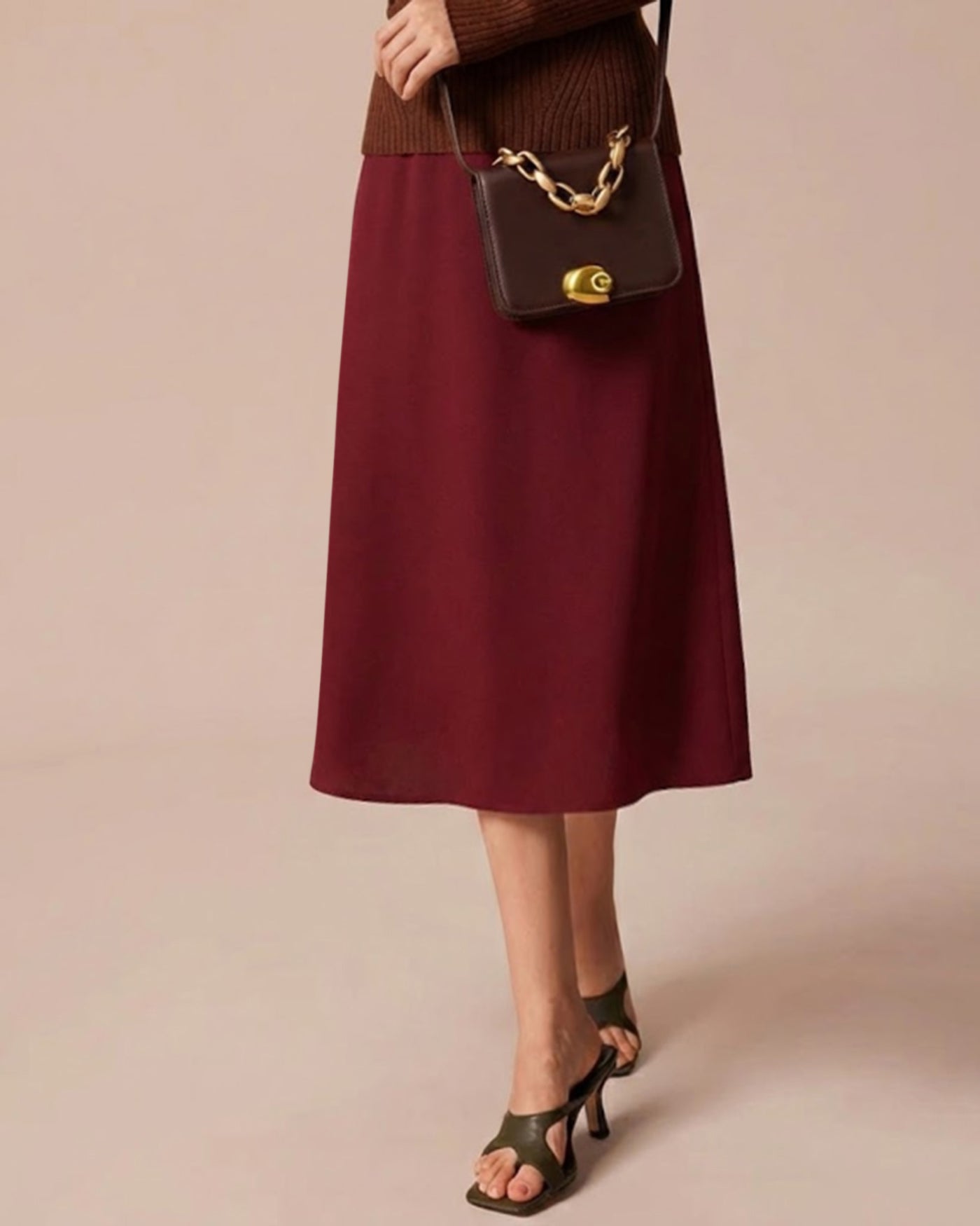 Romena – Falda midi roja de chiffon con diseño de sirena