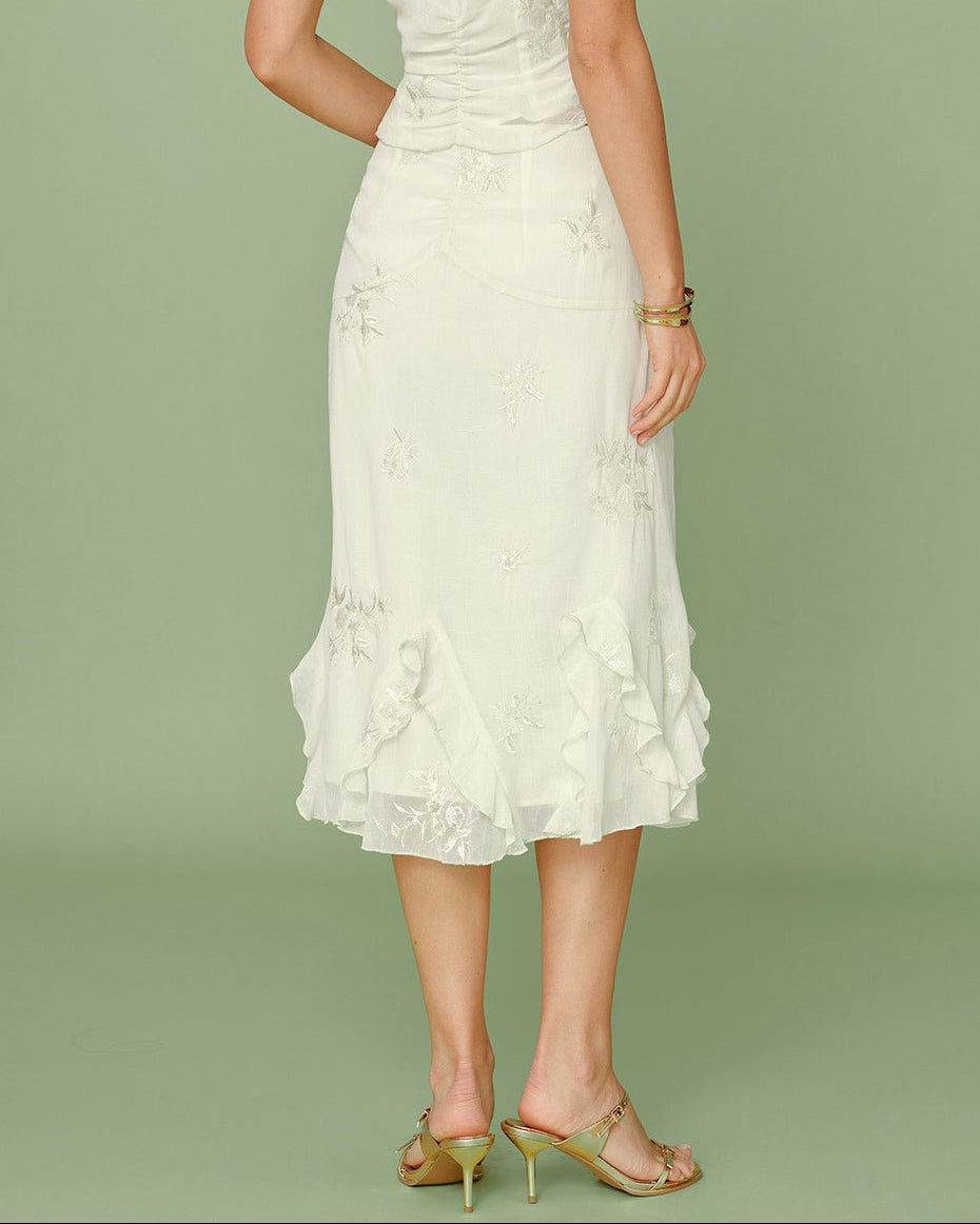 Aprika – Falda Midi Liviana con Volantes