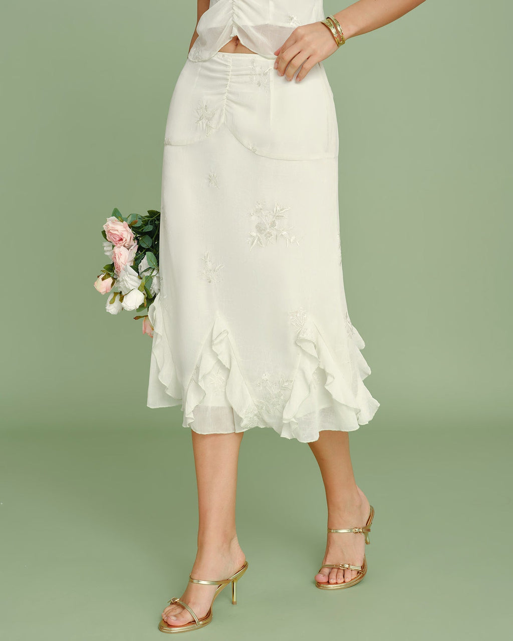 Aprika – Falda Midi Liviana con Volantes