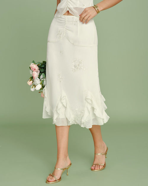 Aprika – Falda Midi Liviana con Volantes