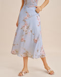 Falda midi A-line con estampado floral en tono lavanda