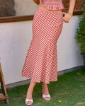 Riva – Falda midi de cuadros en tonos rojos