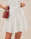 Liora – Falda Mini Baltas con Detalles de Volantes