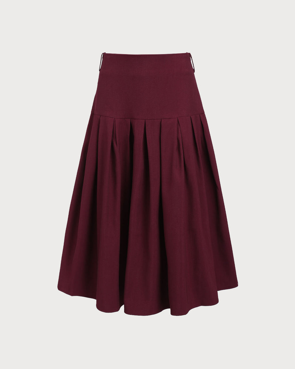 Falda Midi Plisada de Cintura Alta en Color Vino