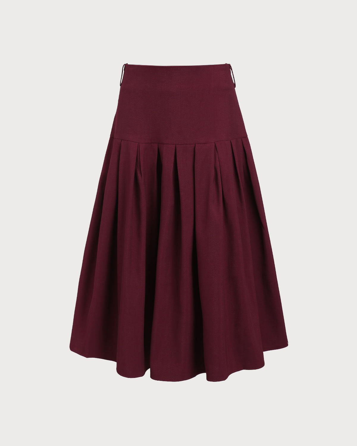 Falda Midi Plisada de Cintura Alta en Color Vino