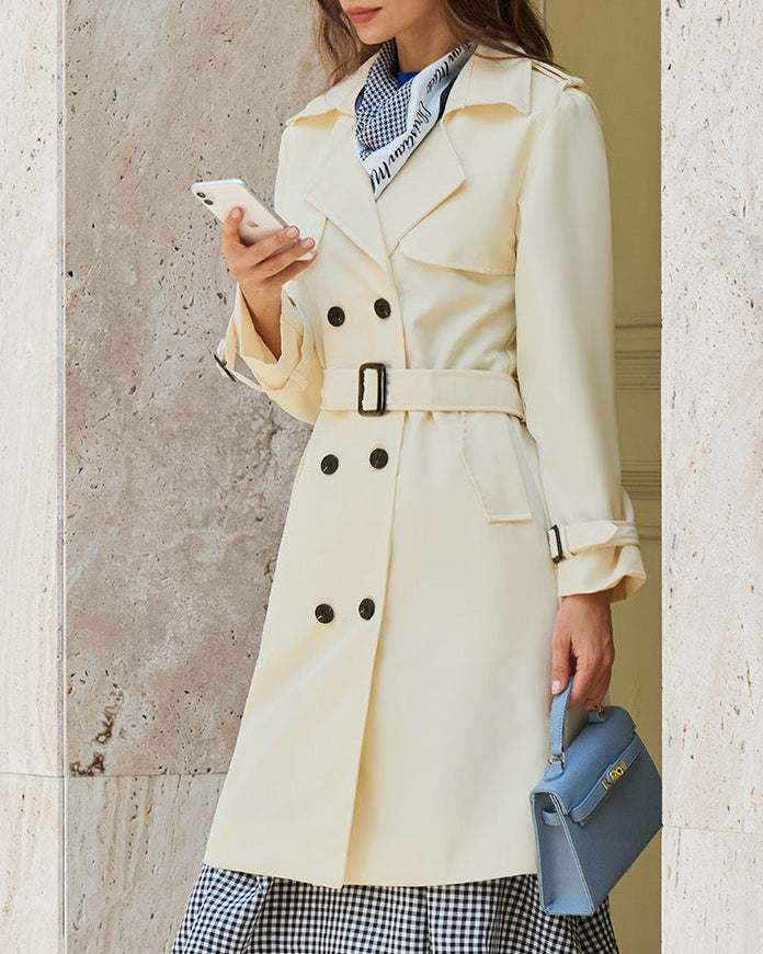 Beige Trench Coat with Belt